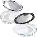 Cunhill 2 Pcs Loose Powder Container with Puff 0.17/0.7 oz Reusable Plastic Portable DIY Makeup Empty Powder Case with Mirror and Net Sifter(Silver, Black)