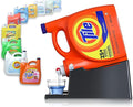TidyFriend Liquid Laundry Detergent Holder Stand with Drip Tray & Rubber-Grip Feet, Stand for Laundry Room Organization and Storage, Fabric Softener Dispenser with Cup Holder for Easy Pouring (Black)