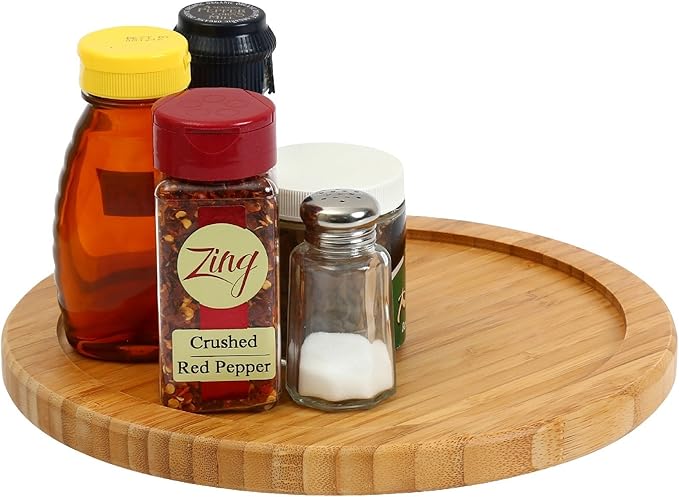 YBM HOME Pack of 6 Bamboo Lazy Susan Single Turntable (10")
