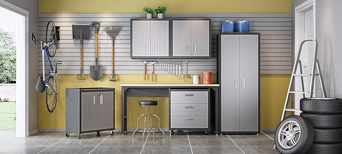 Manhattan Comfort Dual Fortress Floating Garage Storage Cabinet, 1, Black/Grey