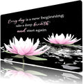 LB Pink Water Lily Flower Inspirational Large Mouse Pad with Motivational Quotes, Non-Slip Rubber Base Black White Aesthetic Desk Pad for Home, Office, Gaming Mouse Mat, 15.75" x 31.5"