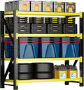 3000LBS Heavy Duty Storage Shelves,78''H Metal Garage Shelving, 4-Tier Adjustable Garage Organization Shelving Units, Industrial Shelving for Warehouse,Workshop- Black & Yellow