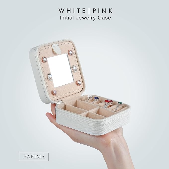 Parima Travel Jewelry Case - Small Jewelry Organizer Box, Mini Travel Case - Letter Z, White