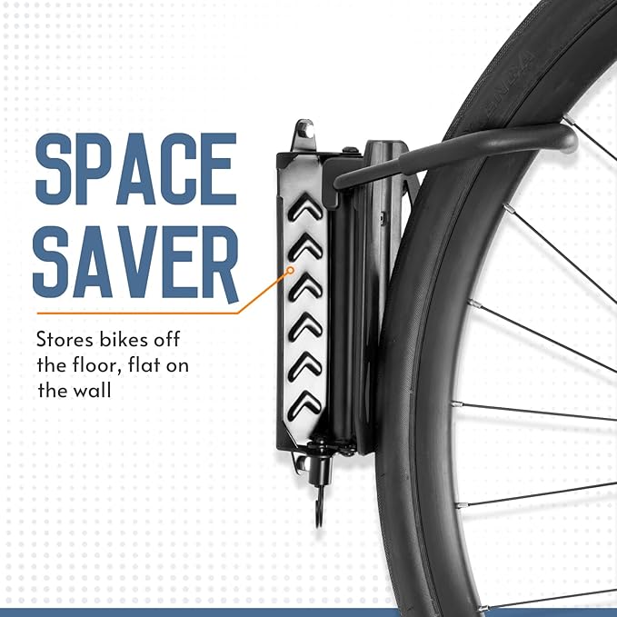 QAQ Swivel Bike Wall Mount, Vertical Bike Rack Garage Holds Up To 66lbs, Bike Hooks For Garage Space-Saving, Easy To Install -1 PACK