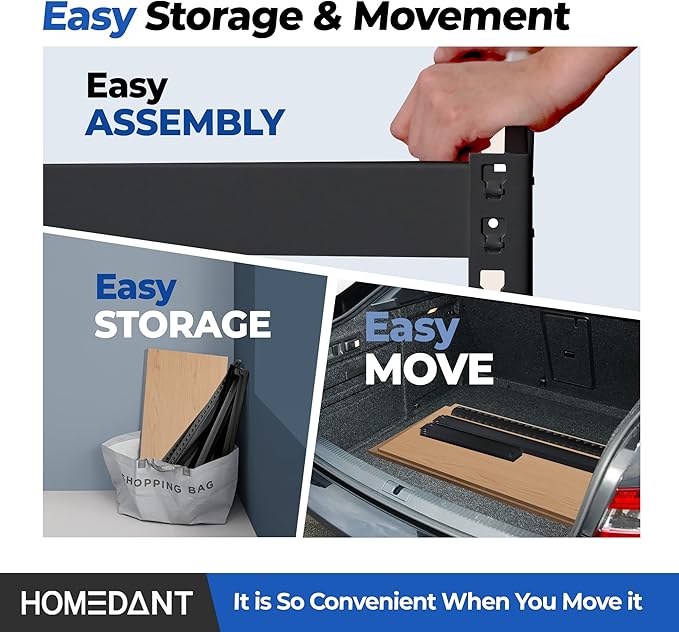 HOMEDANT 5-Tier Laminated Boltless Heavy Duty Metal Shelving Unit Adjustable Garage Storage Utility Rack Shelves Organization Multipurpose Shelf Warehouse Industrial (1, (M) 35.9" W, Black)