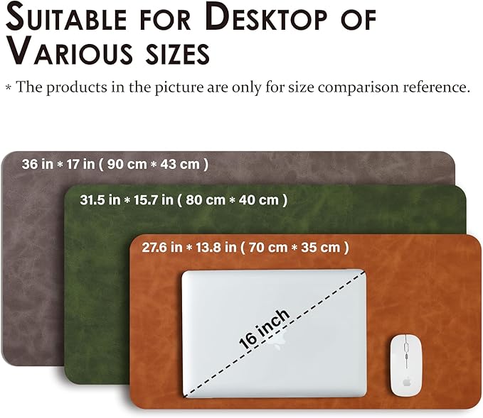 Distressed Leather Desk Mat - Non-Slip PU Desk Pad for Office and Home - Desk Organization and Accessories - Ideal for Large Mouse Pad and Desk Mats on Top of Desks(Tan,27.6"x 13.8")