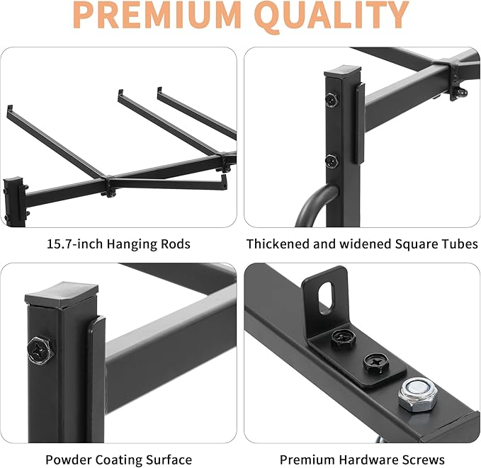 Folding Chair Rack with Wheels, Folding Chair Cart for 84 Chairs or 12 Tables,Heavy Duty Steel Holder, Rolling Storage Rack Dolly, Chair Storage Holder W/Elastic Cords,Dust Cover (Double Layer)