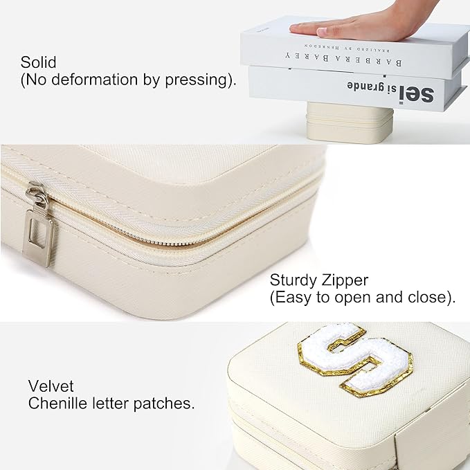 Parima Bridesmaid Gifts for Wedding Day | Unique Proposal Gifts | Travel Jewelry Case - Letter F, White
