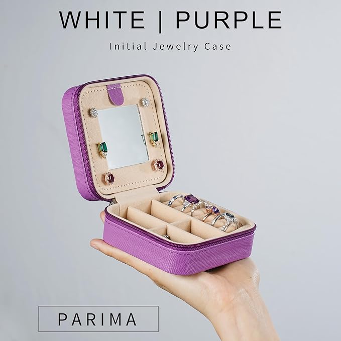 Parima Christmas Stocking Stuffers Gifts for Teenage Girls - Travel Jewelry Case for Girls Jewelry Box | Gifts for Friends Women Unique Gifts for Women | Friends Gifts - Letter J, Purple