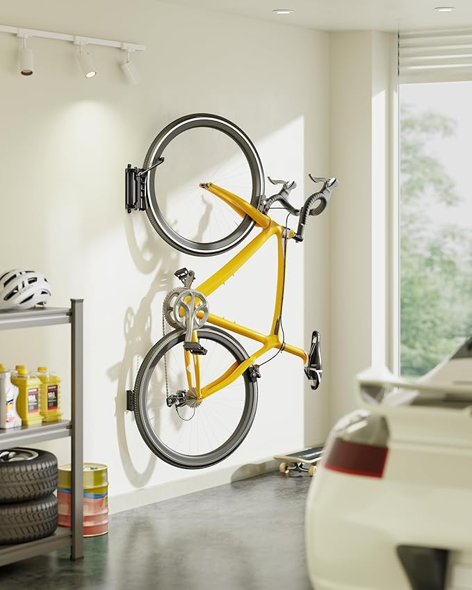 monTEK Heavy Duty Bike Wall Mount, Swivel Bike Wall Hanger Holds Up to 77lbs, Space-Saving Bike Rack Garage, Bike Storage for Bedroom Home Office, 2 Pack