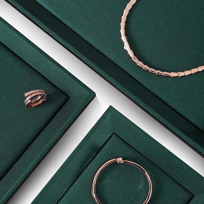 Flat Tray For Jewelry, Leather Tray,Premium Green Jewelry Tray,Stackable Jewelry Trays For Watch,Necklace,Ring,Pendants