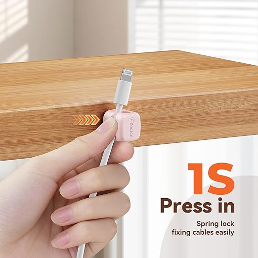6Pack Rotatable Cord Organizer,Spring Cable Clips Desk Cable Management Cord Holder Adhesive Phone Charger Cord Clips for Home Office Car Wall Nightstand Accessories Multicolor