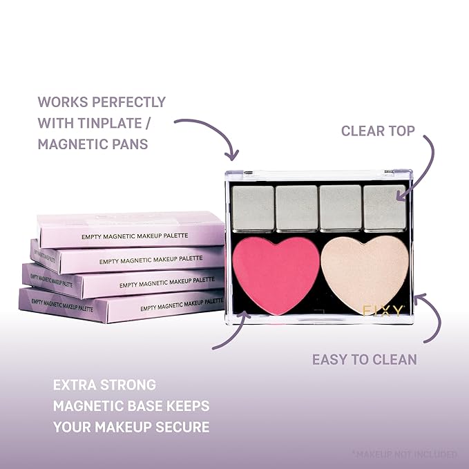 FIXY Extra Small Magnetic Makeup Palette | 4.8"x4.0" Clear-Top Organizer – Depot, Organize & Declutter Eyeshadow, Blush & More – Travel-Friendly, Customizable & Portable