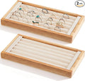 Novabright 2 Pcs Bamboo Ring Holder Bamboo Ring Display Stand 5 Slot Rings Display Tray Jewelry Storage Tray Organizer for Rings Earrings Selling Retail Stores Home Exhibitions