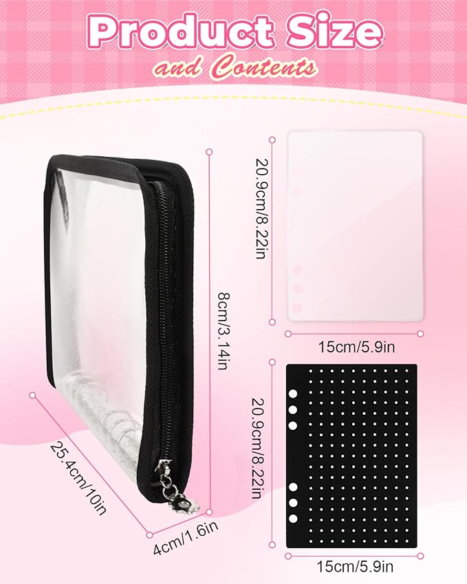 UCEC Enamel Pin Display Book & 50 PCS Rubber Pin Backs, A5 Album Pin Collection Binder for Brooch Pins, Black 6-Page Zippered Pinfolio Trading Organizer Case, Pin Storage Display Book for Enamel Badge