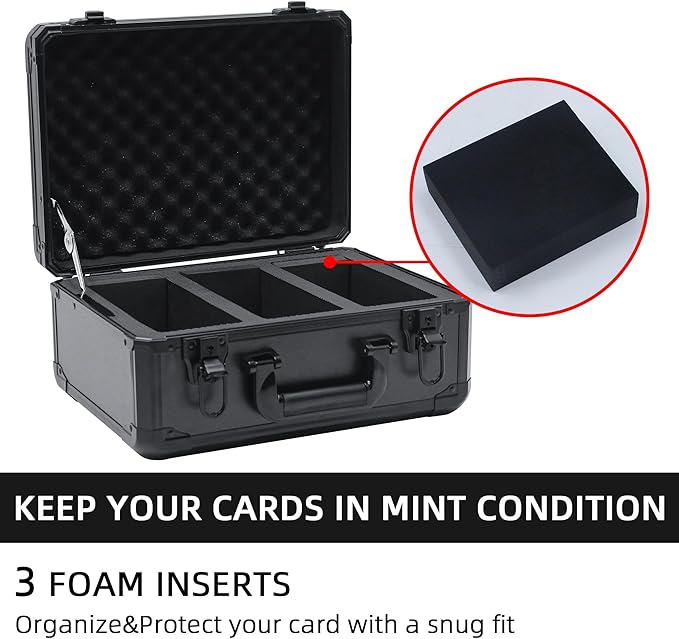 Graded Card Storage Box; Durable Sports, PSA Card Storage Case- Trading Card Storage Box - PSA Slab Case For Top Loaders (BLACK, 14.17x11.2x7 inches)