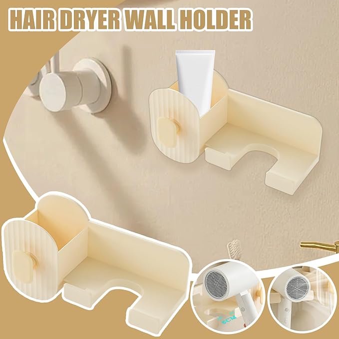 Wall Mount Hair Dryer Holder | No-Drill Storage Stand,Hair Tool Organizer - for Brush Bottle Curling Iron Comb Barrettes Cosmetics Straightener Home Bedroom Laundry Room