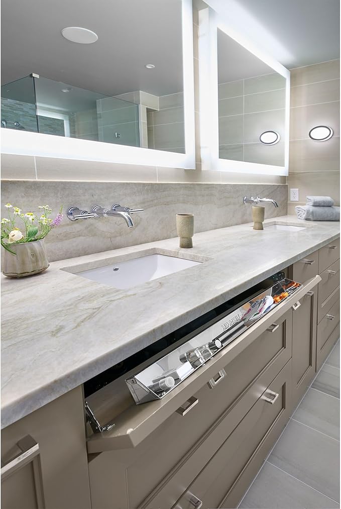 Rev-A-Shelf 13" Tip Out Tray with Soft Close for Sink Base Cabinets, Storage Organizer for Kitchen, Laundry Room, or Vanity Cabinets, 6581-13SS-SC-1