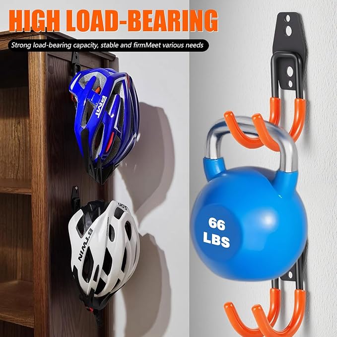 Heavy Duty Garage Storage Hooks, 4 Pack Utility Steel Garage Tool Organizer Wall Mount for Hanging Power and Garden Tools Ladders Hoses Bikes Ropes & Bulk Items