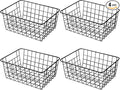 11" Upright Freezer Storage Baskets, Black Wire Storage Bins Small Bakset for Freezer, Pantry, Bathroom Organizing, Set of 4