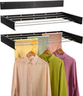 Wall Mounted Laundry Drying Rack, Retractable Clothes Drying Rack for Bathroom with Wall Template, 5 Stainless Rods Heaving 60 lb Capacity (Black, 40")