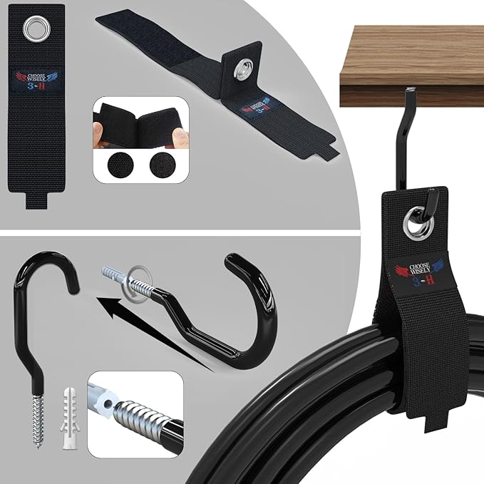 3-H Garage Wall Hooks 31 Pack, Garage Hooks Heavy Duty with Extra Welding Spots, Garage Organizer for Garden, Lawn, Yard Tools, Chairs, Ladders, Weed Eater, Shovel, Blower(Black)