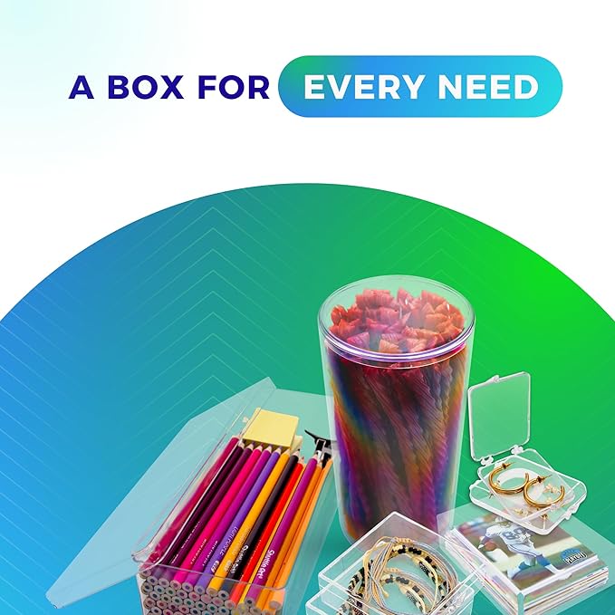 10 Pack Clear Acrylic Card Storage Boxes with Lids – 3 1/2" L x 2 1/2" W x 1/2" H Baseball Card Storage Box, Sports Card Boxes and Magic Card Storage Box – Made in USA