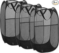 Larpur 3 Pack Pop Up Laundry Hampers, Collapsible Mesh Laundry Baskets, Portable Foldable Clothes Hampers for Dorm, Home, Bedroom, Bathroom, RV Cruise, Black