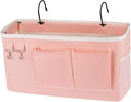 Bedside Storage Caddy/Bedside Hanging Storage Bag for Headboards Bunk Beds Dorm Rooms Book Phone Magazine Holder (Light Pink)