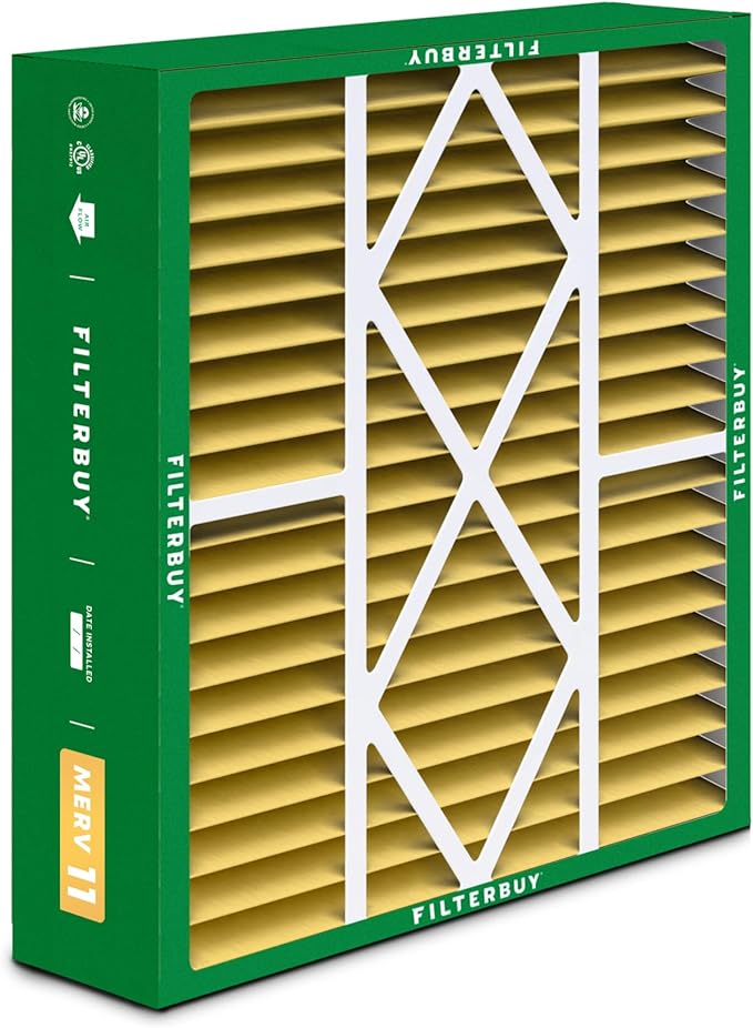 Filterbuy 20x20x5 Air Filter MERV 11 Superior Pet & Allergy Defense (4-Pack), Pleated HVAC AC Furnace Filters for Amana, Coleman, Goodman, Maytag, York, and More (Actual Size: 20.25 x 20.75 x 5.25)