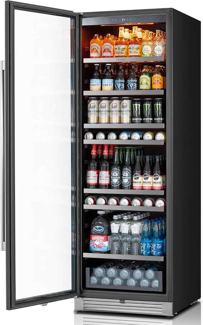 Ca'Lefort Beverage-Refrigerator 24 Inch, Tall Beverage Fridge Cellars Large Bar Drink Cabinet Built-in or Freestanding with Glass Door, Beer Cooler for Bottles and Cans Beer/Soda/Water/Wine
