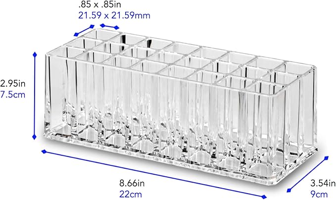 BY ALEGORY Acrylic Rollerball Perfume Organizer Beauty Scent Holder 24 Space Organization Refillable Container Tall Scented Oil Storage Display Case