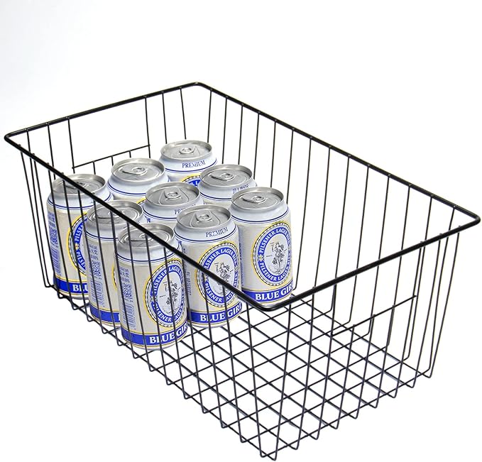 16inch Upright Freezer Organizer Baskets for 13-14,16-21 cu.ft Standup Freezer, Settle freezer chaos and reduce food waste effectively, Durable, Fully Use Space, Improve Air Circulate, Black, 6pcs