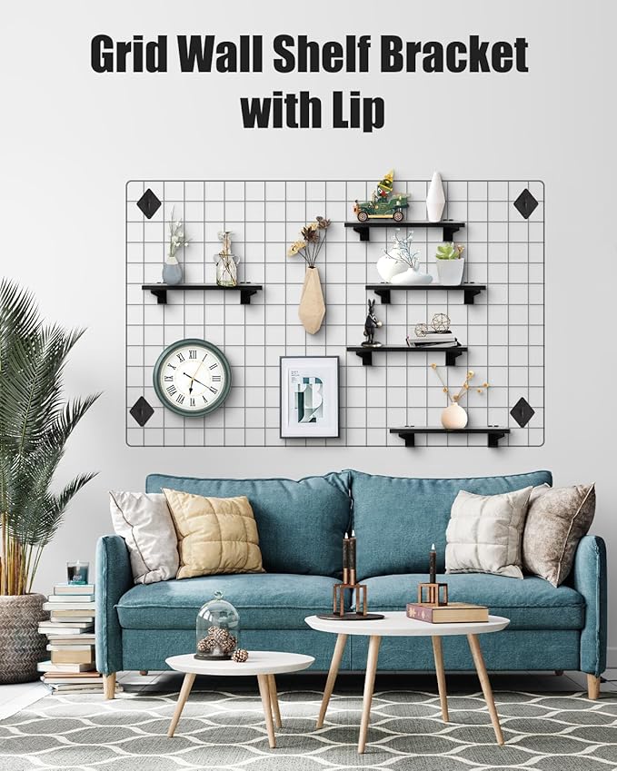 3 Pcs Gridwall Shelf with Metal Brackets, 16"x 6" Wooden Gridwall Shelves Heavy Duty Gridwall Shelving Organizer Accessories for Garage, Visualizer, Workbench and Bitchenette