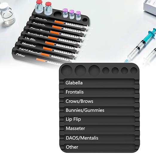 Aesthetic Practitioner Syringe Tray with 8 Slots Label, Vial Holder/Syringe Tray Combination for Aestheticians and Nurses, Syringe Storage Tray Organizer