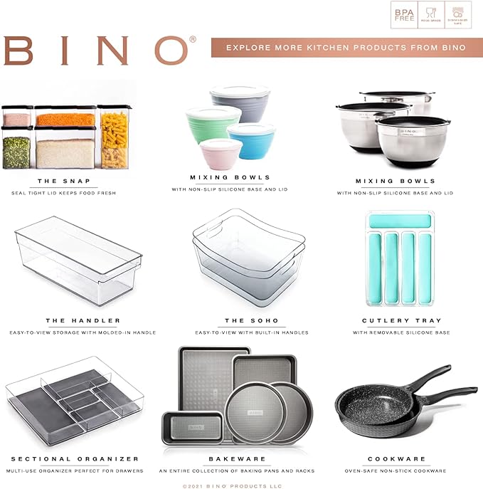 BINO | Stackable Plastic Storage Bins, Large - 12 Pack | THE STACKER COLLECTION | Multi-Use Organizer Bins | BPA-Free | Pantry Organization | Home Organization | Fridge Organizer | Freezer Organizer