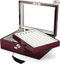 Deluxe Jewelry Cufflinks Collector's Storage Presentation Box Case Mahogany Double-Decker Gift