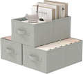 Fabric Storage Boxes for Shelves, 3 Pack Foldable Cloth Bins, Closet Organizers System with 2 Handles, Durable and Sturdy, Saving Space, Grey, 16.1 x 9.8 x 6.5 In, XSNY11GM-3