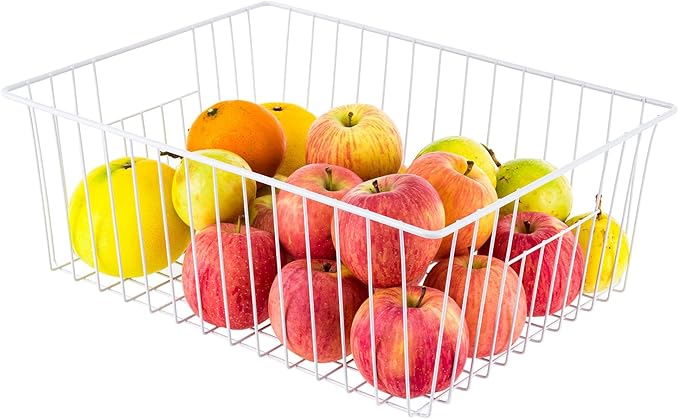Npro 4 Pack Upright Freezer Organizer Bins - Standup Freezer Organizers Improve Air Circulation, Wire Storage Baskets, White