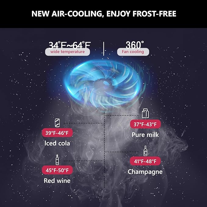 Beverage Refrigerator Cooler, 126 Can Mini Fridge with Glass Door for Wine, Soda Beer, Beverage Cooler for Home, Bar, Office with Adjustable Removable Shelves, Black