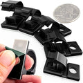 Pro-Grade, Adhesive-Backed Cable Clamps. Multi-Size Set of 20x 4, 6, 8, 10 and 12 mm Black Clips - Wire Management, Cord Organization - Home and Office Tools-Free Install (100 Pk)