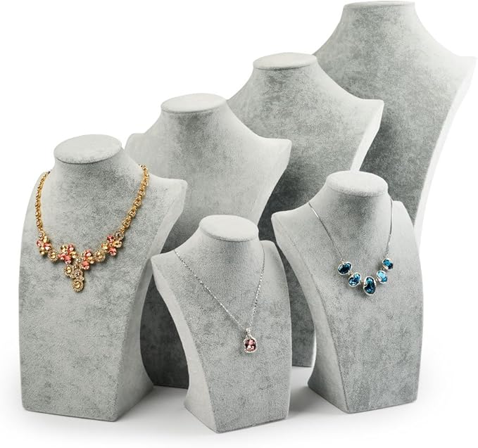 Oirlv Velvet 3-Dimensional Jewelry Stand Necklace Pendant Chain Jewelry Bust Display Holder/necklace bust (H:11.42")