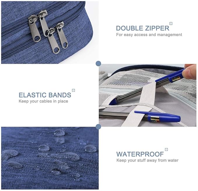 Electronics Organizer, Jelly Comb Electronic Accessories Cable Organizer Bag Waterproof Travel Cable Storage Bag for Charging Cable, Power Bank, iPad