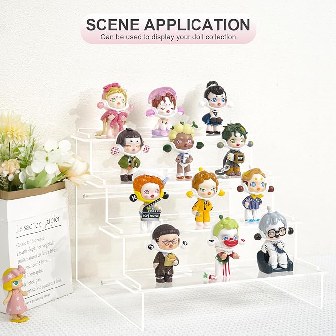 ULENDIS 4 Tier Acrylic Display Stands Organizer for Perfume, Upgrade Clear Display Stand Risers Shelf for Cupcakes Perfumes Figurines, Desktop Tiered Display for Decorating & Organizing