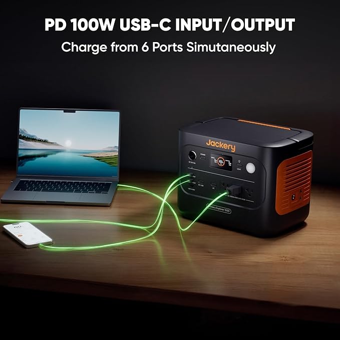 Jackery Explorer 1000 v2 Portable Power Station and Carrying Bag, 1070Wh LiFePO4 Battery,1500W AC/100W USB-C Output, 1 Hr Fast Charge, Solar Generator for for Outdoor, Camping
