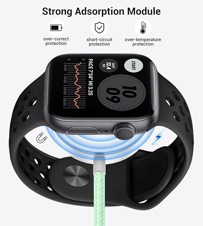 Temdan for Travel Vacation Essentials,3 in 2 USB C Cable for Apple Watch Charger/iPhone 17 Charger/Lightning,Multi Charging Cable Cord,Camping Essentials,Designed for iWatch &iPhone 16-12-5FT Green