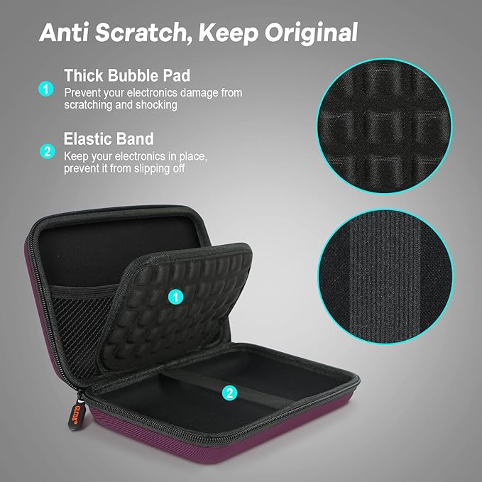 2 Colors Shockproof Hard Shell Carrying Case for GPS, External Hard Drive, Power Bank, Charger, Cable, Heart Monitor, Cell Phone, Electronic Accessories - Larger Capacity Storage Pouch Travel Bag