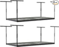 SafeRacks Overhead Storage Rack, Heavy Duty 600 lb Capacity, Adjustable Garage Ceiling Mount Hammertone 24"-45" 2 Pack