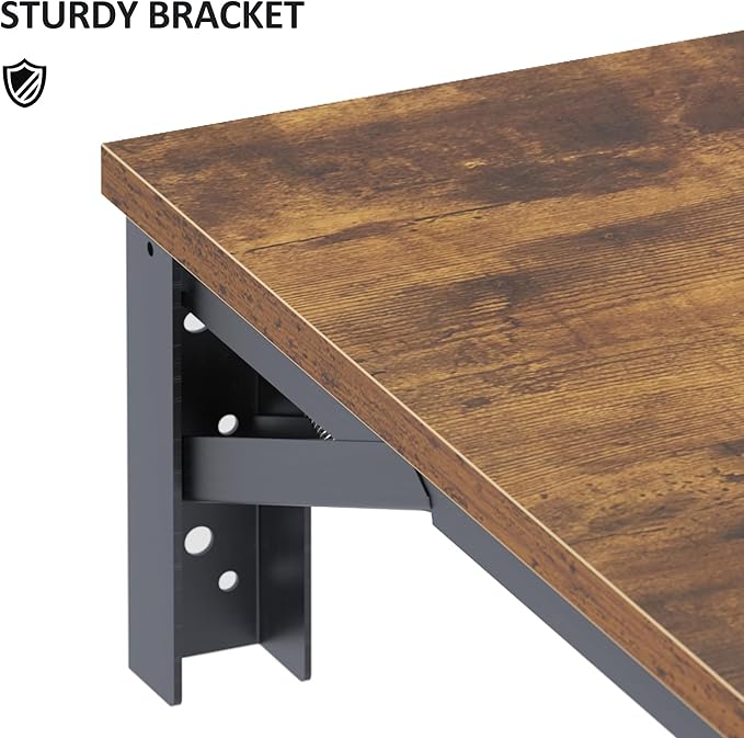 Need Fold Wall Mounted Table Folding Workbench Length 47.2" Width 20" Perfect Addition to Garage & Shed/Home Office/Laundry Room/Home Bar/Kitchen & Dining Room Rustic Brown AC15-12050FG-ND