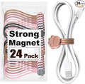 SOOOEC Cute Cat Paw Magnetic Cable Ties – 24 Pack, Reusable Silicone Cord Organizers for Home & Office, Strong Magnetic Hold, Double-Sided Colors, Perfect for Cable Management and Gift Idea